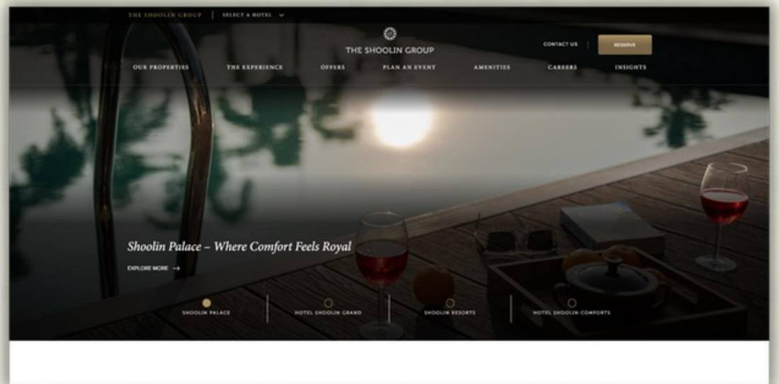 Shoolin Group website homepage hero